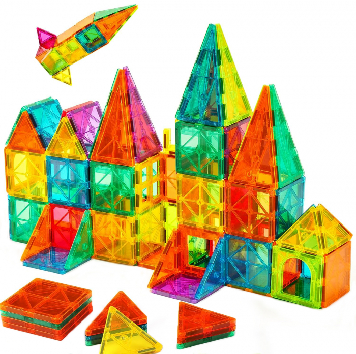 Set de constructie cu placi magnetice 3D, Magnetic Tiles, 60 piese [1]