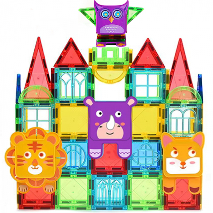 Set constructie Magnetic Tiles 100 piese cu Animale [1]
