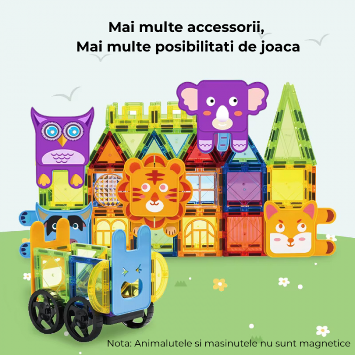 Set constructie Magnetic Tiles 100 piese cu Animale [2]