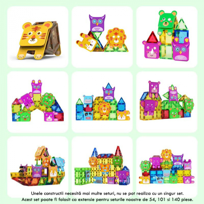 Set constructie Magnetic Tiles 100 piese cu Animale [5]