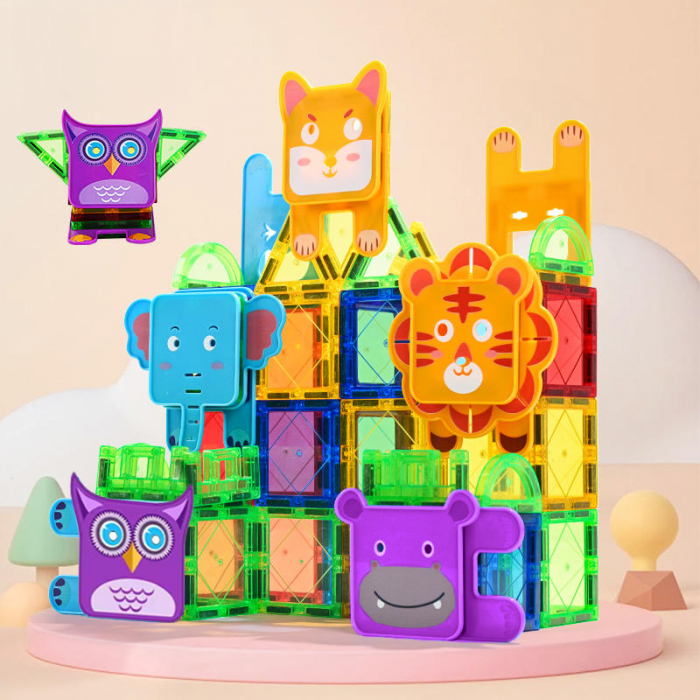Set constructie Magnetic Tiles 100 piese cu Animale [3]