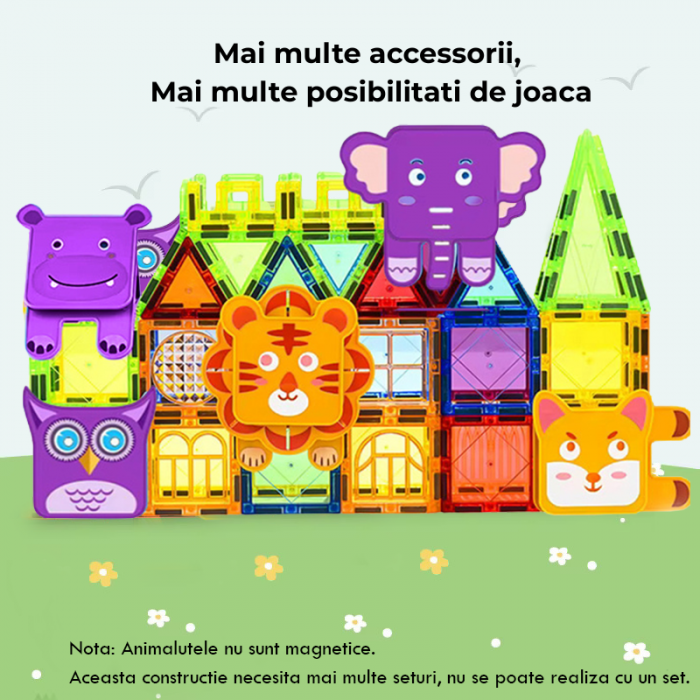 Set constructie Magnetic Tiles 100 piese cu Animale [2]