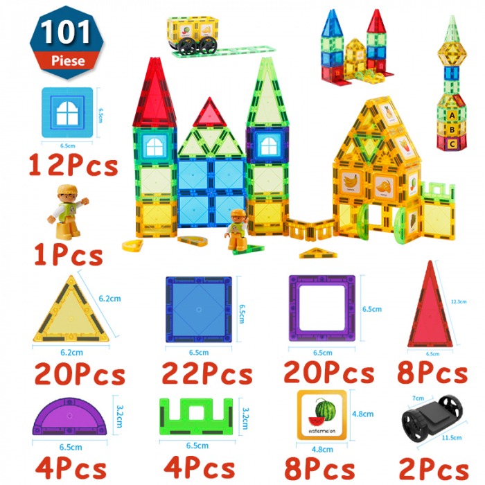 Set constructie Magnetic Tiles 101 piese [9]