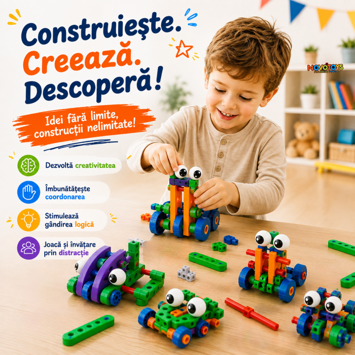 Set de constructie STEM pentru copii, 72 piese, Vehicule si modele creative [2]