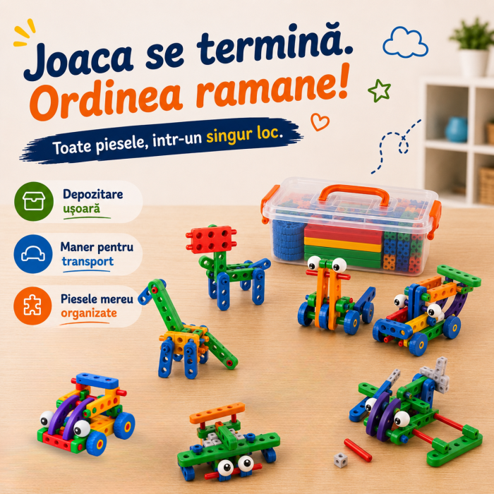 Set de constructie STEM pentru copii, 72 piese, Vehicule si modele creative [5]
