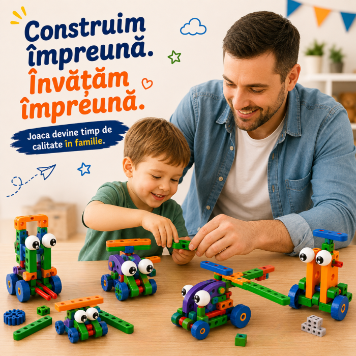 Set de constructie STEM pentru copii, 72 piese, Vehicule si modele creative [4]