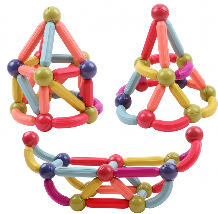 RESIGILAT - Set Jucarii cu Bile si Bete Magnetice pentru Constructie, Magnetic Sticks 3D, 68 Piese, STEM, pentru Adulti si Copii 3 ani+ [5]