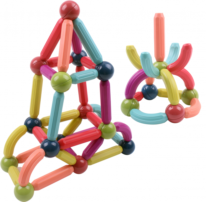 RESIGILAT - Set Jucarii cu Bile si Bete Magnetice pentru Constructie, Magnetic Sticks 3D, 68 Piese, STEM, pentru Adulti si Copii 3 ani+ [2]