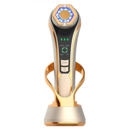 Articole Sanatate & Wellness - Aparat profesional pentru tratament facial si intinerirea pielii 6 in 1, Lumina rosie & albastra, 4 functii, Mezoterapie, RF, LED, Lifting, Anti Rid, Vibratii EMS, Microcurent, Masaj