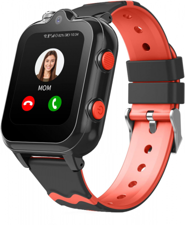 Produse - RESIGILAT - Ceas smartwatch copii cu localizare si telefon, 1.69 inch, Camera HD dubla, Slot cartela SIM, Apel video, Buton SOS, Monitorizare spion, Negru