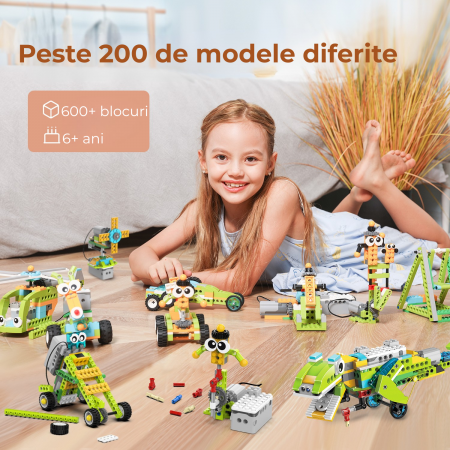Kit Robot Master Premium cu Aplicatie, Programabil, Educational, STEM, 200 in 1, 600+ piese, 47 Cursuri Video, +6 ani [1]