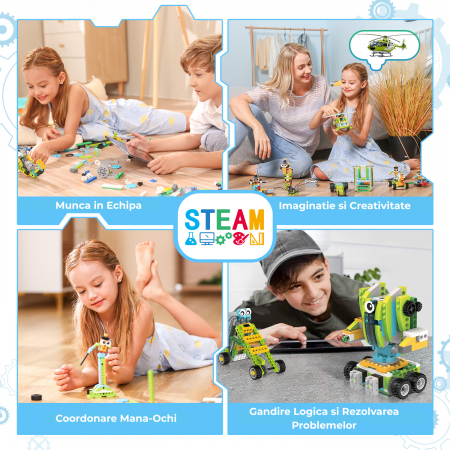 Kit Robot Master Premium cu Aplicatie, Programabil, Educational, STEM, 200 in 1, 600+ piese, 47 Cursuri Video, +6 ani [5]