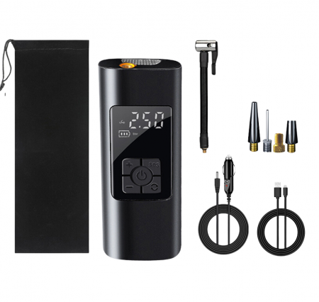 Casa, Gradina & Bricolaj - Pompa de aer electrica smart cu display, wireless, multifunctionala, reincarcabila, umflare rapida, oprire automata, ideala pentru biciclete, scutere, obiecte gonflabile, 3x2000 mAh, functie power-ban