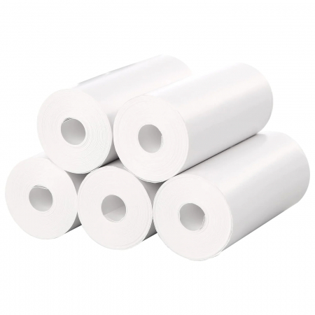 Gadget-uri copii - Set 5 Role Hartie de Imprimanta pentru Aparate Foto cu Printare Instant pentru Copii, 10m, Alb