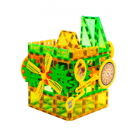 Set de constructie cu placi magnetice, 140 piese de 6.5cm, Jucarie creativa si educationala STEM Magnetic Tiles [2]