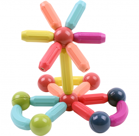 Resigilate - RESIGILAT - Set Jucarii cu Bile si Bete Magnetice pentru Constructie, Magnetic Sticks 3D, 68 Piese, STEM, pentru Adulti si Copii 3 ani+