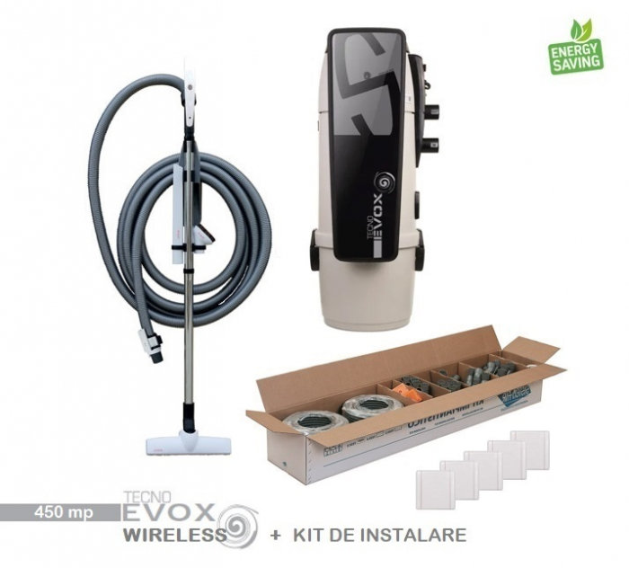 Pachet 450 mp Aspirator Tecno Evox cu Kit de accesorii wireless si Kit de instalare [2]