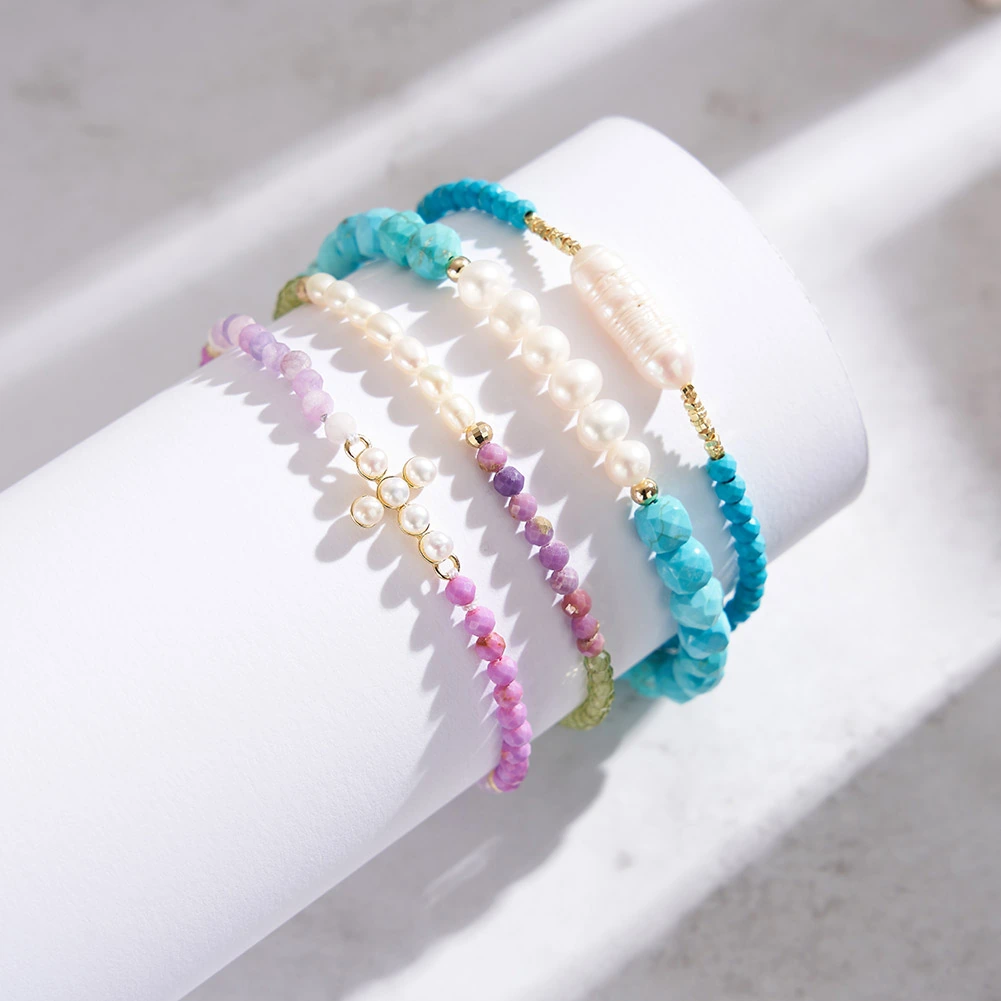 Brățară Argint cu Perle naturale și pietre turcoaz Pearl and Turquoise Gold [5]