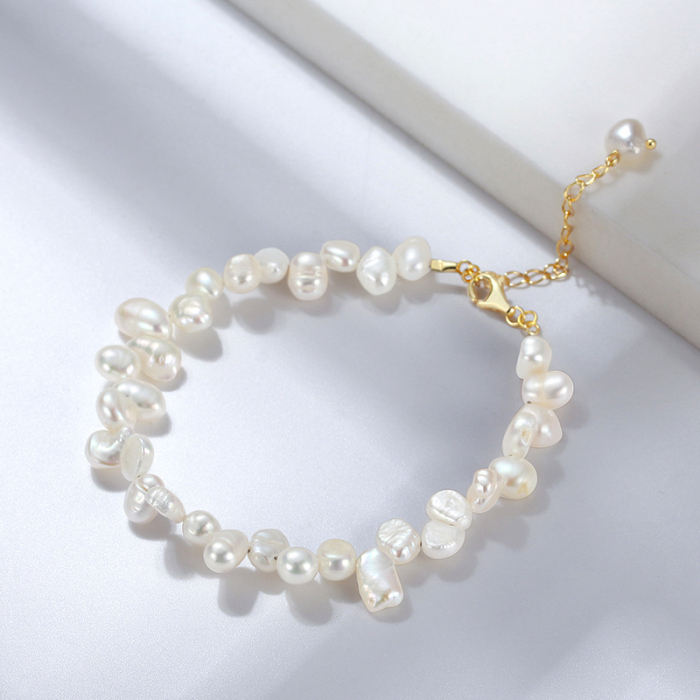 Brățară baroque din argint cu perle naturale de cultură gold Raw Collection [4]
