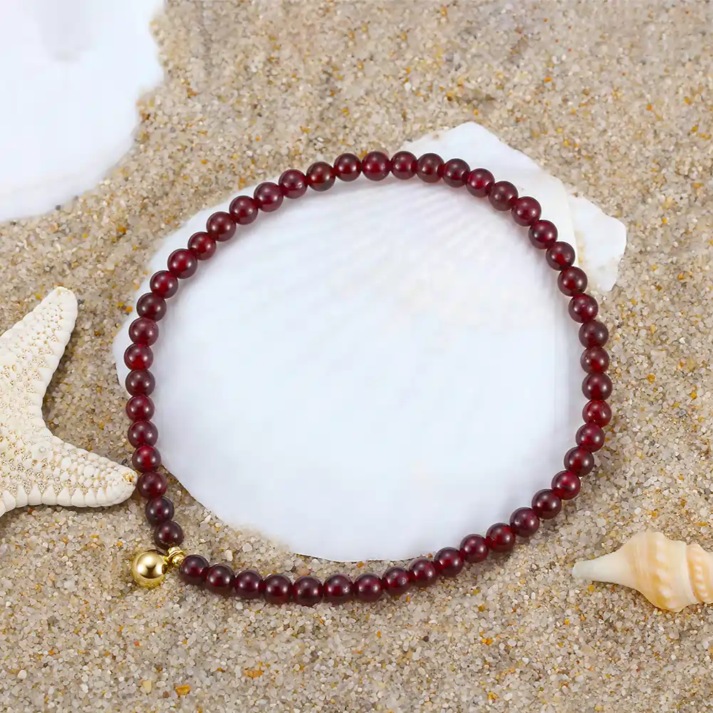 Brățară de picior cu Pietre Naturale Granat Almadin Elegant Garnet [2]