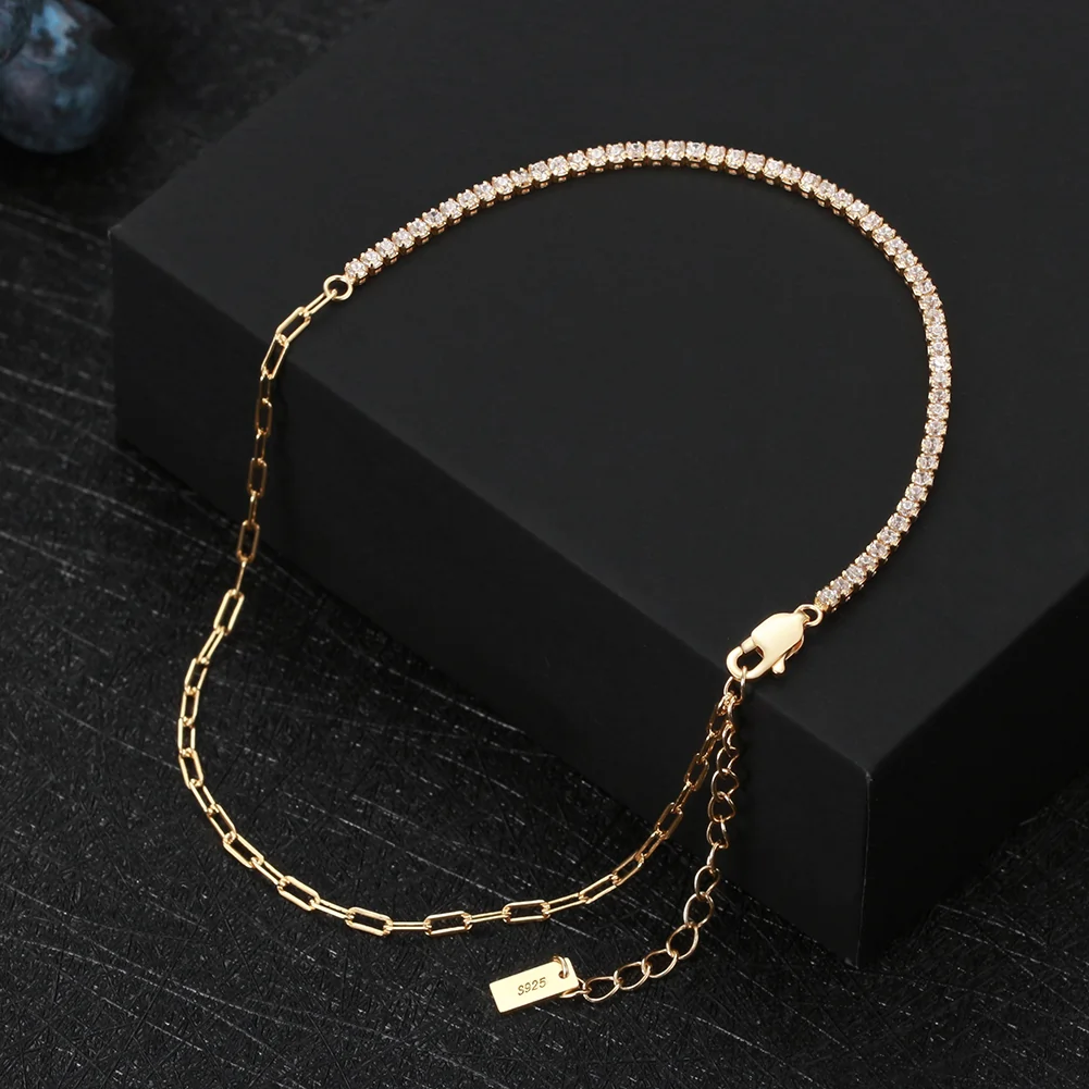 Brățară de picior din Argint Adjustable Gold Tennis [2]