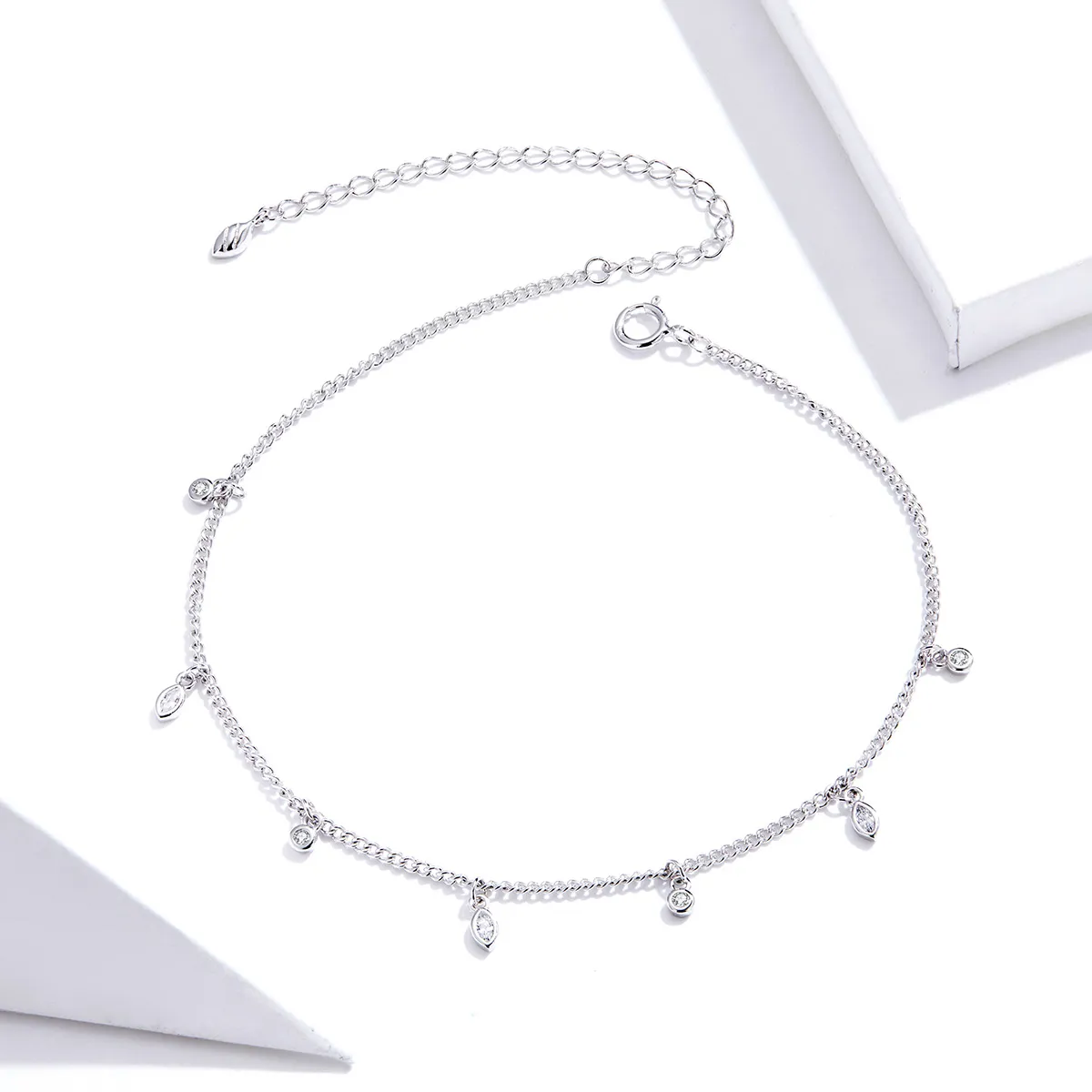 Brățară de picior din argint Crystal String [4]