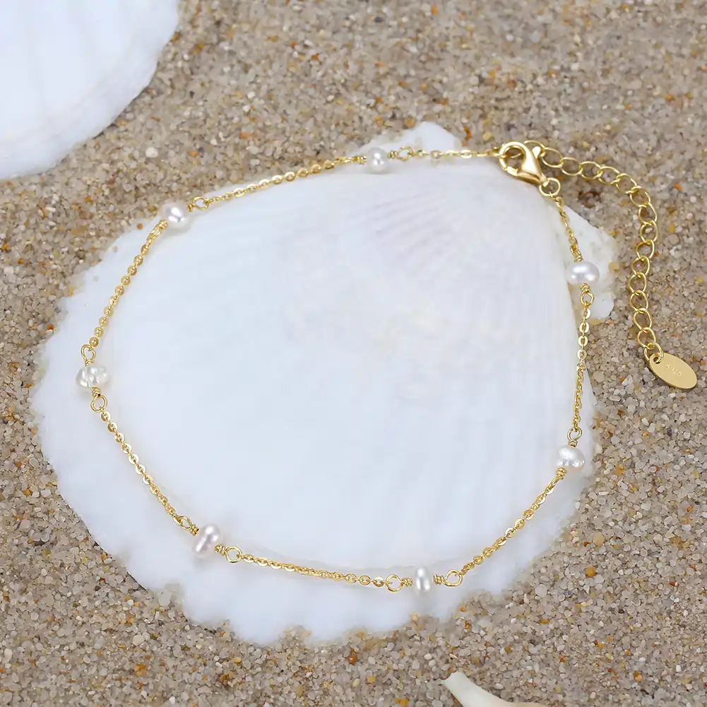 Brățară de picior din Argint cu perle naturale de cultură Pearl Gold [3]