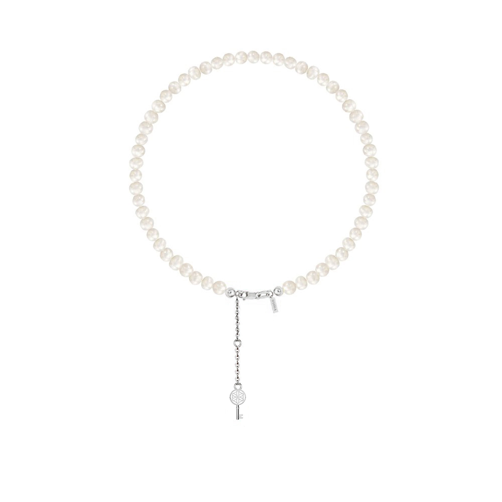 Brățară de picior din argint cu perle naturale de cultură mici Cheie Argintiu [1]