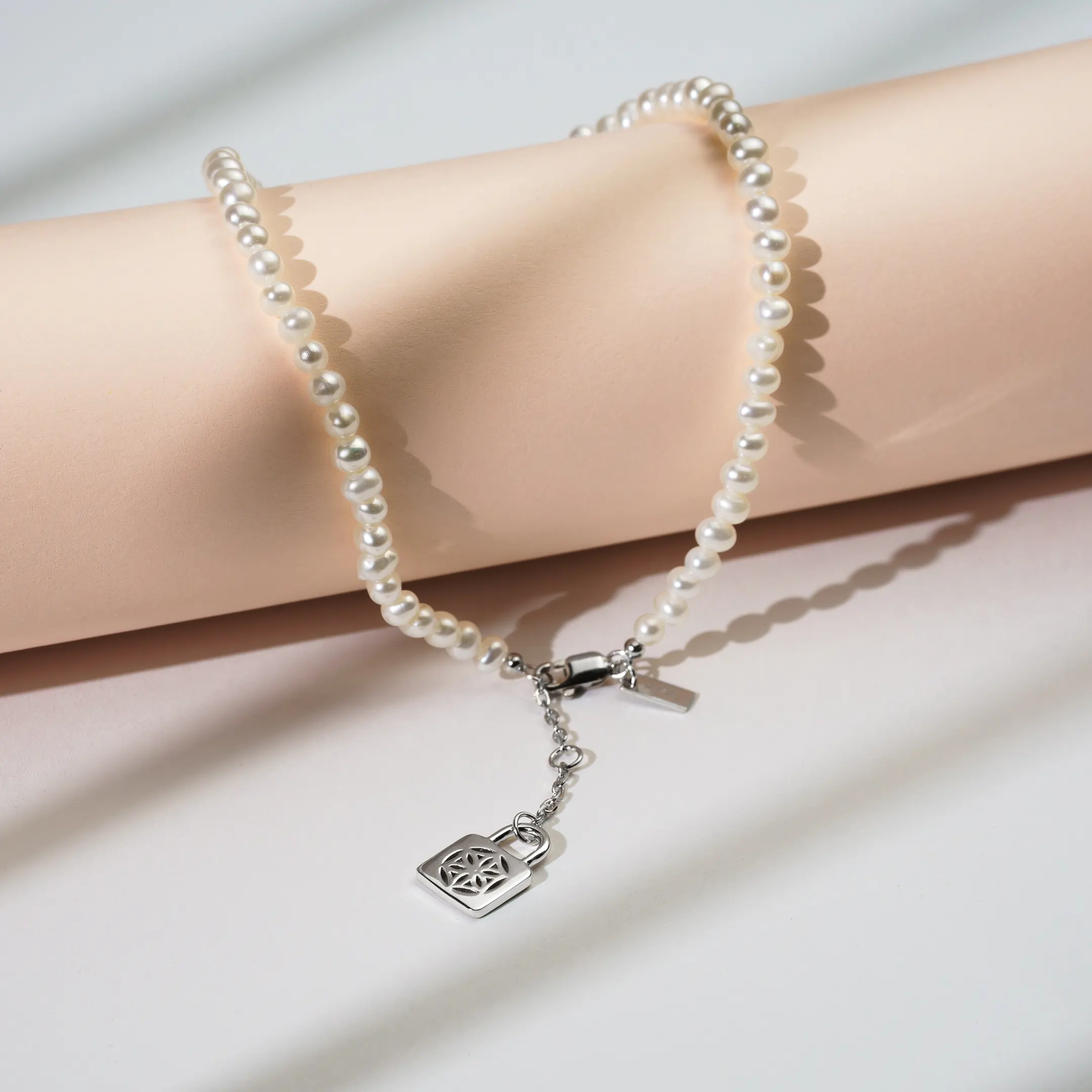 Brățară de picior din argint cu perle naturale de cultură mici Sigiliu Argintiu [2]