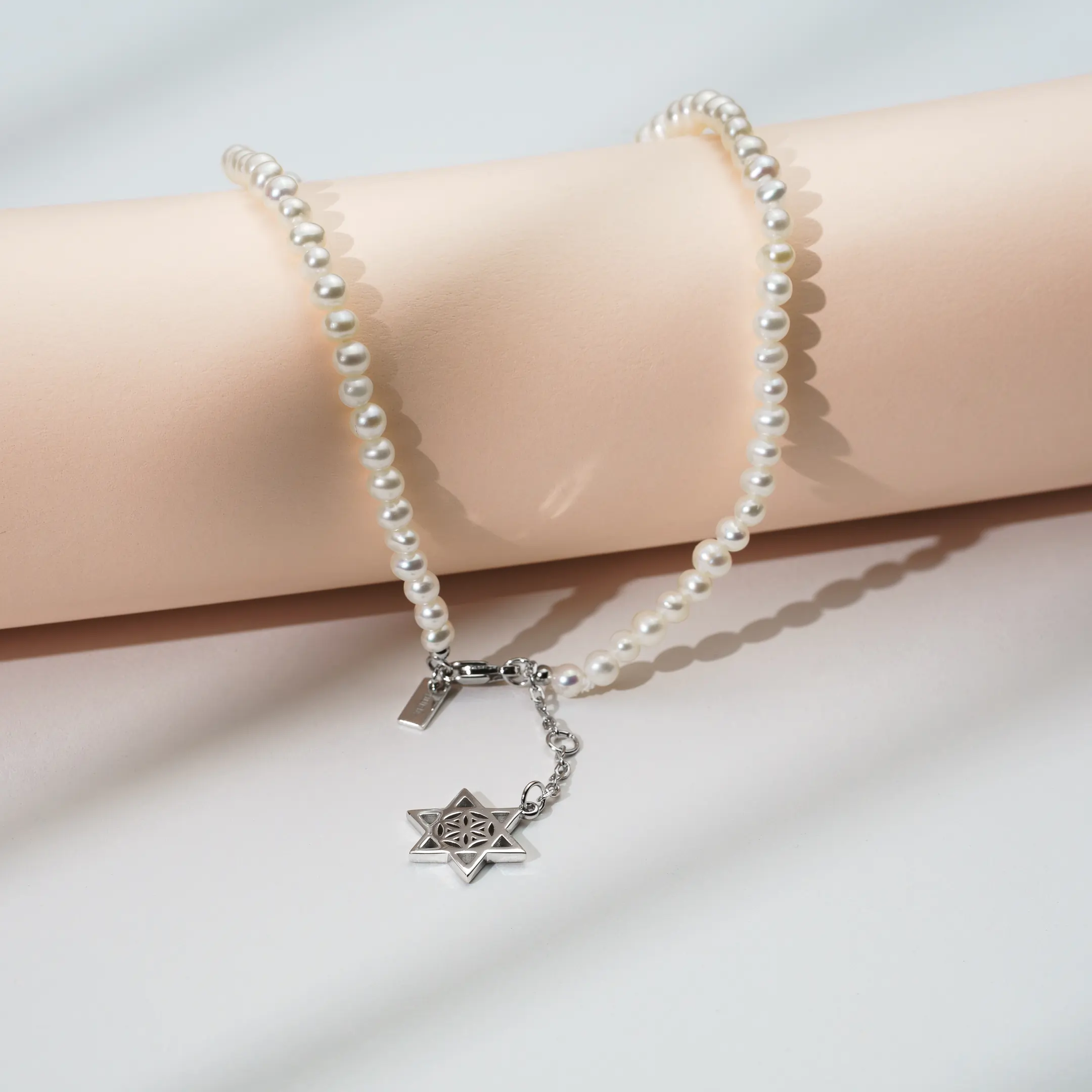 Brățară de picior din argint cu perle naturale de cultură mici Stea Argintiu [2]