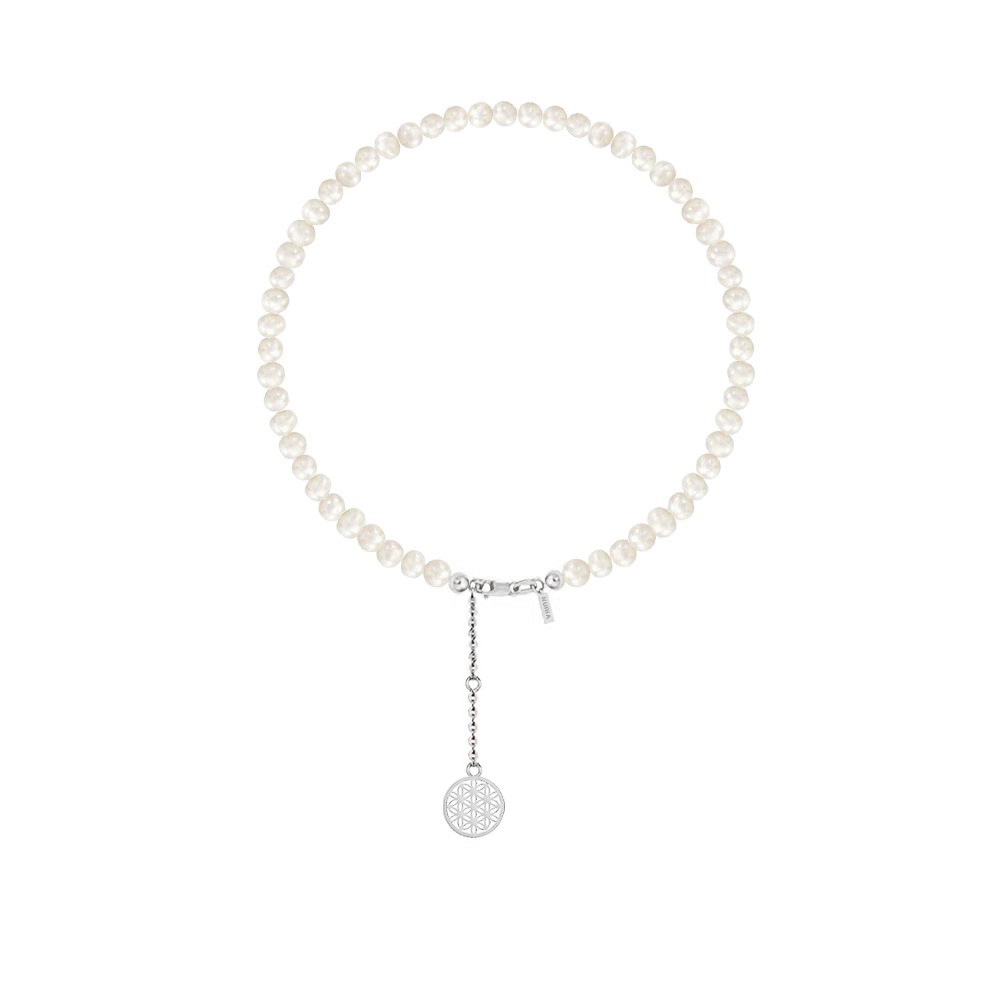 Brățară de picior din argint cu perle naturale de cultură mici Structură Argintiu [1]