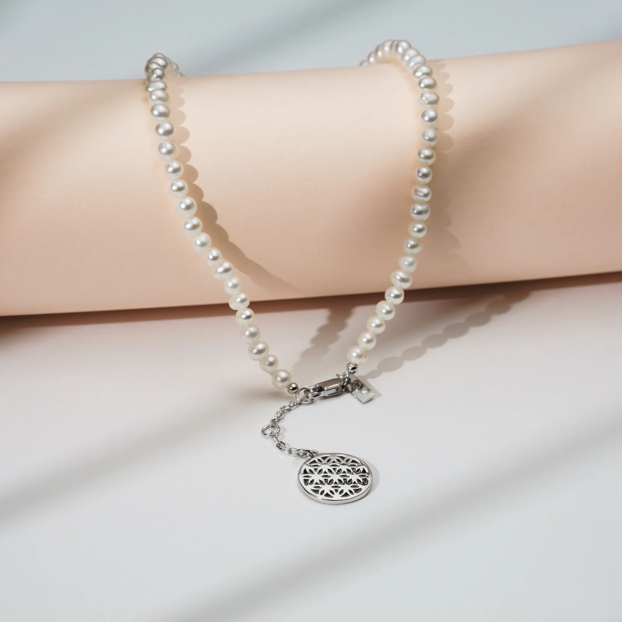 Brățară de picior din argint cu perle naturale de cultură mici Structură Argintiu [2]