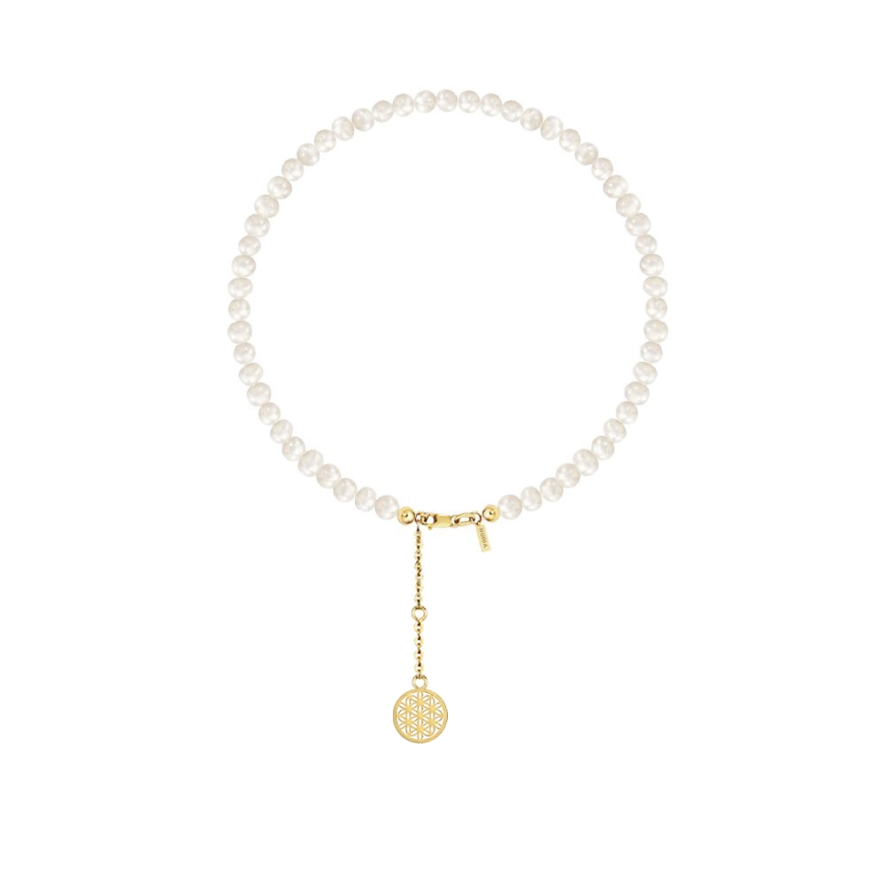 Brățară de picior din argint cu perle naturale de cultură mici Structură Auriu [1]