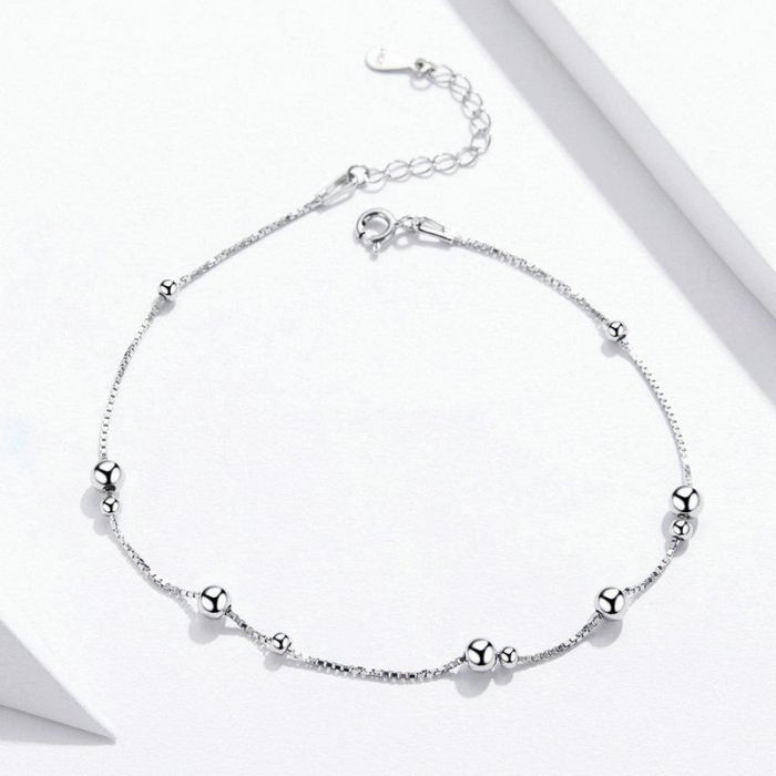 Brățară de picior din argint Double Beads [5]