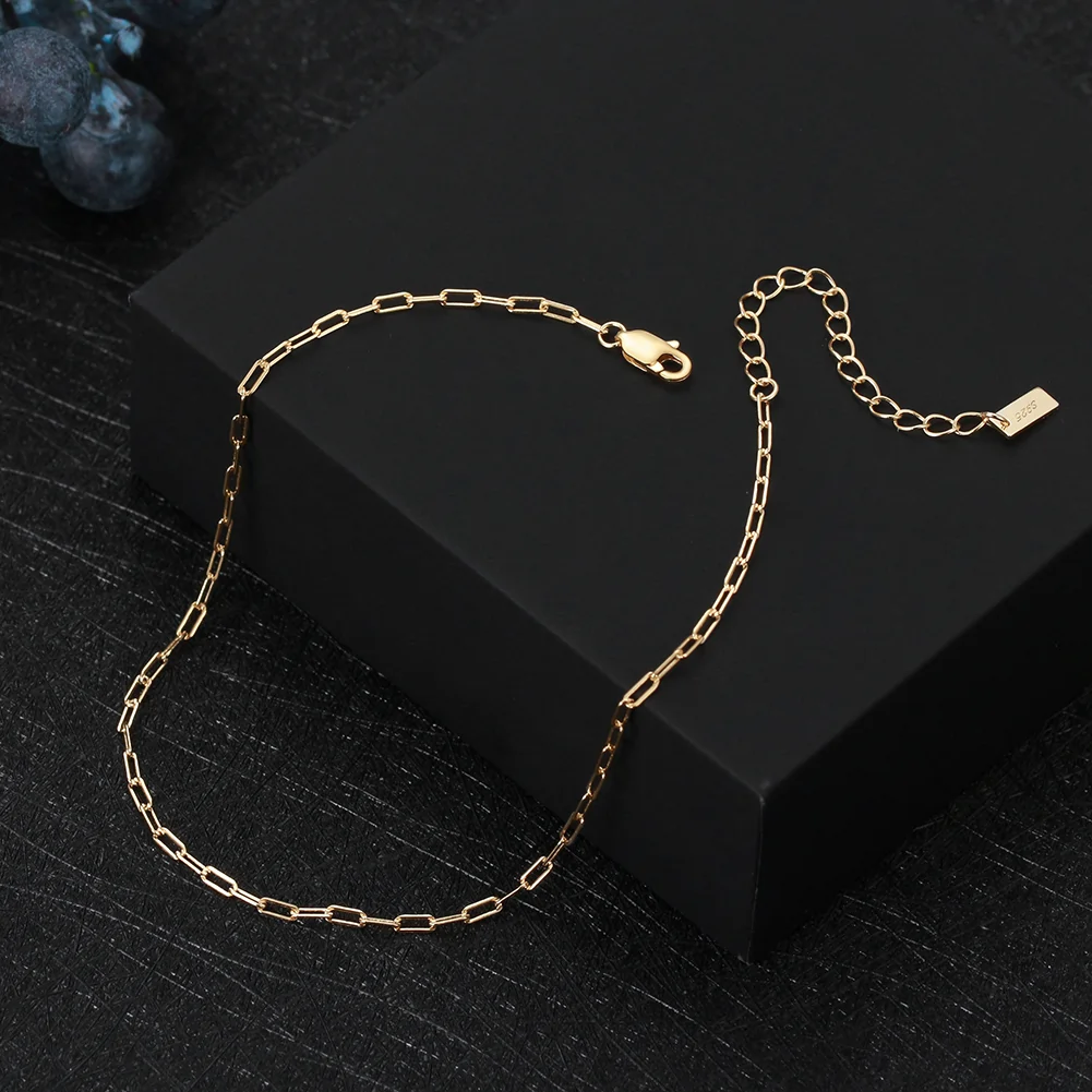 Brățară de picior din Argint Gold Paperclip Chain [2]