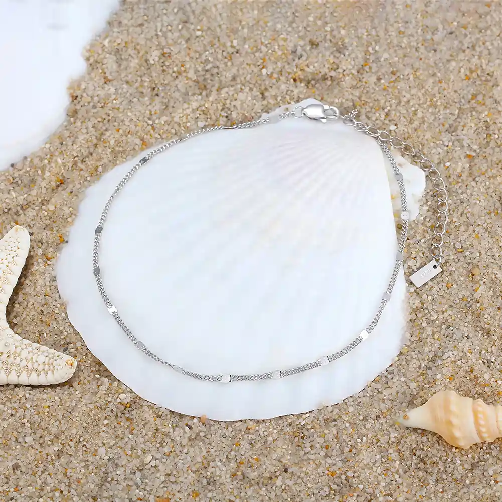 Brățară de picior din argint Satellite Argintiu [3]