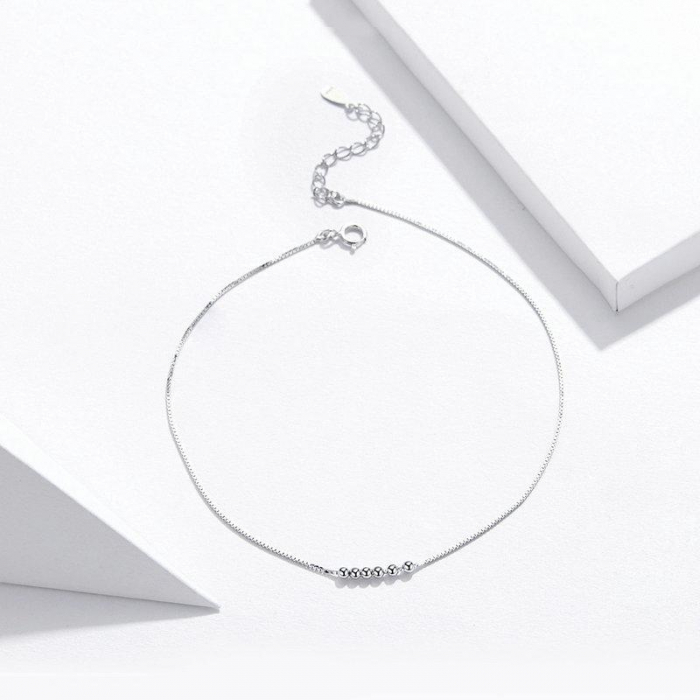 Brățară de picior din argint Simple Beads [4]