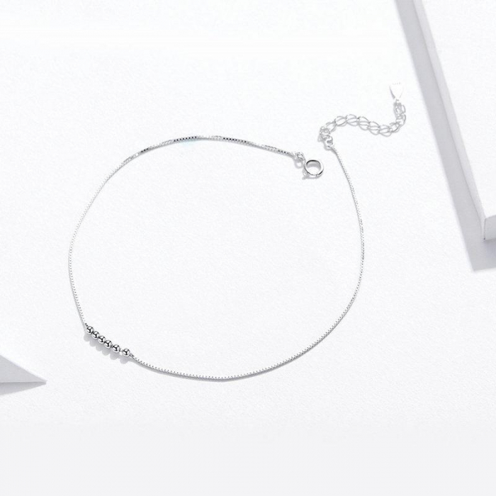 Brățară de picior din argint Simple Beads [3]