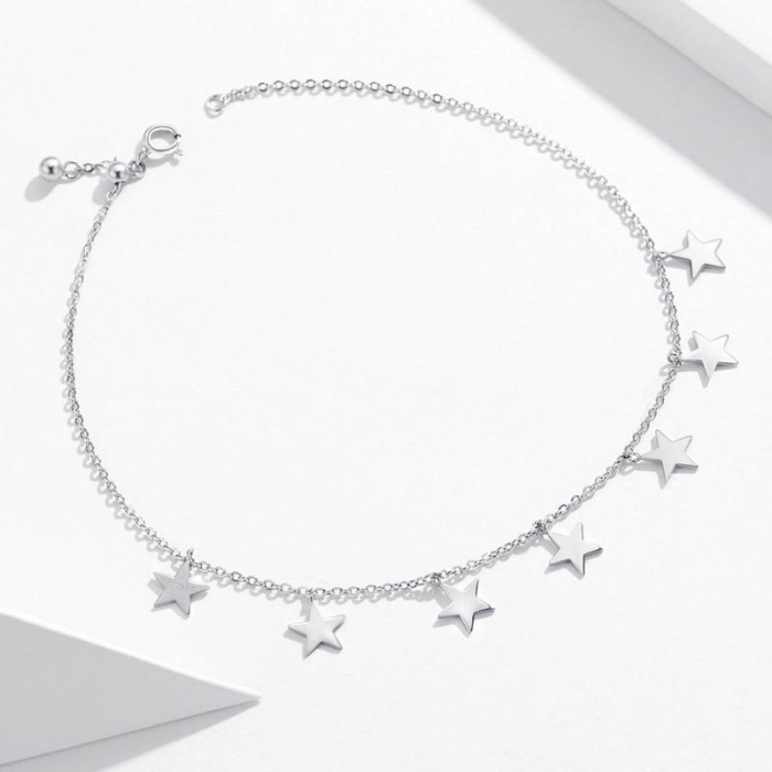 Brățară de picior din argint Star String [4]