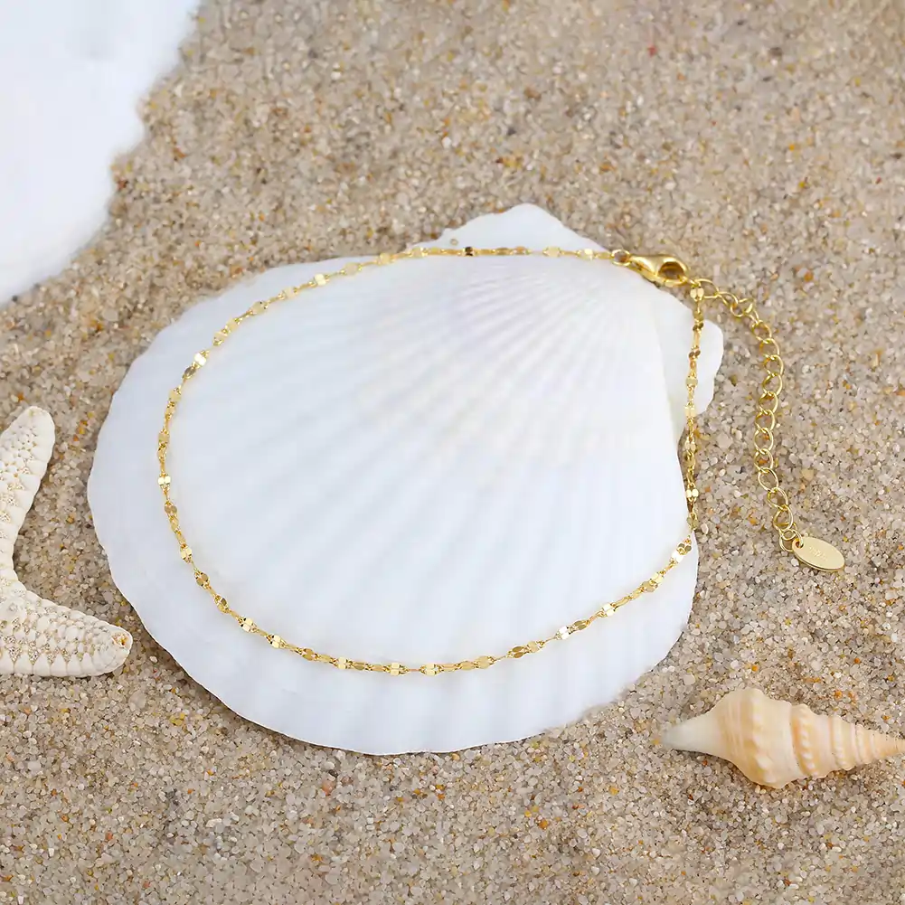 Brățară de picior din argint Twisted Auriu [2]