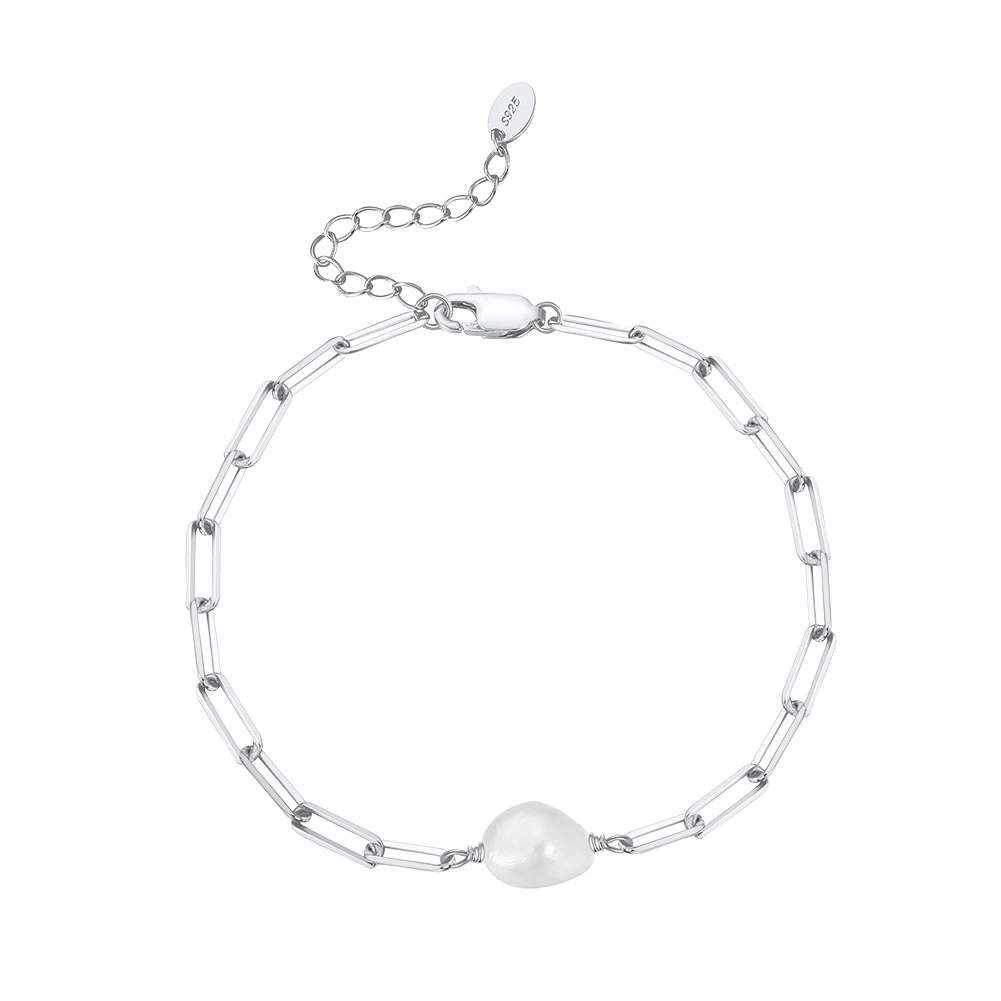 Brățară din Argint cu Perle Naturale de Cultură Accent Paperclip Silver [1]