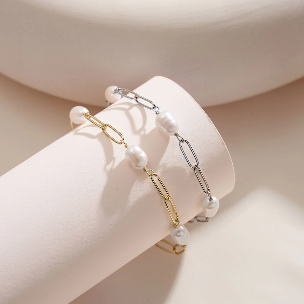 Brățară din Argint cu Perle Naturale de Cultură Baroque Links Pearl Gold [3]