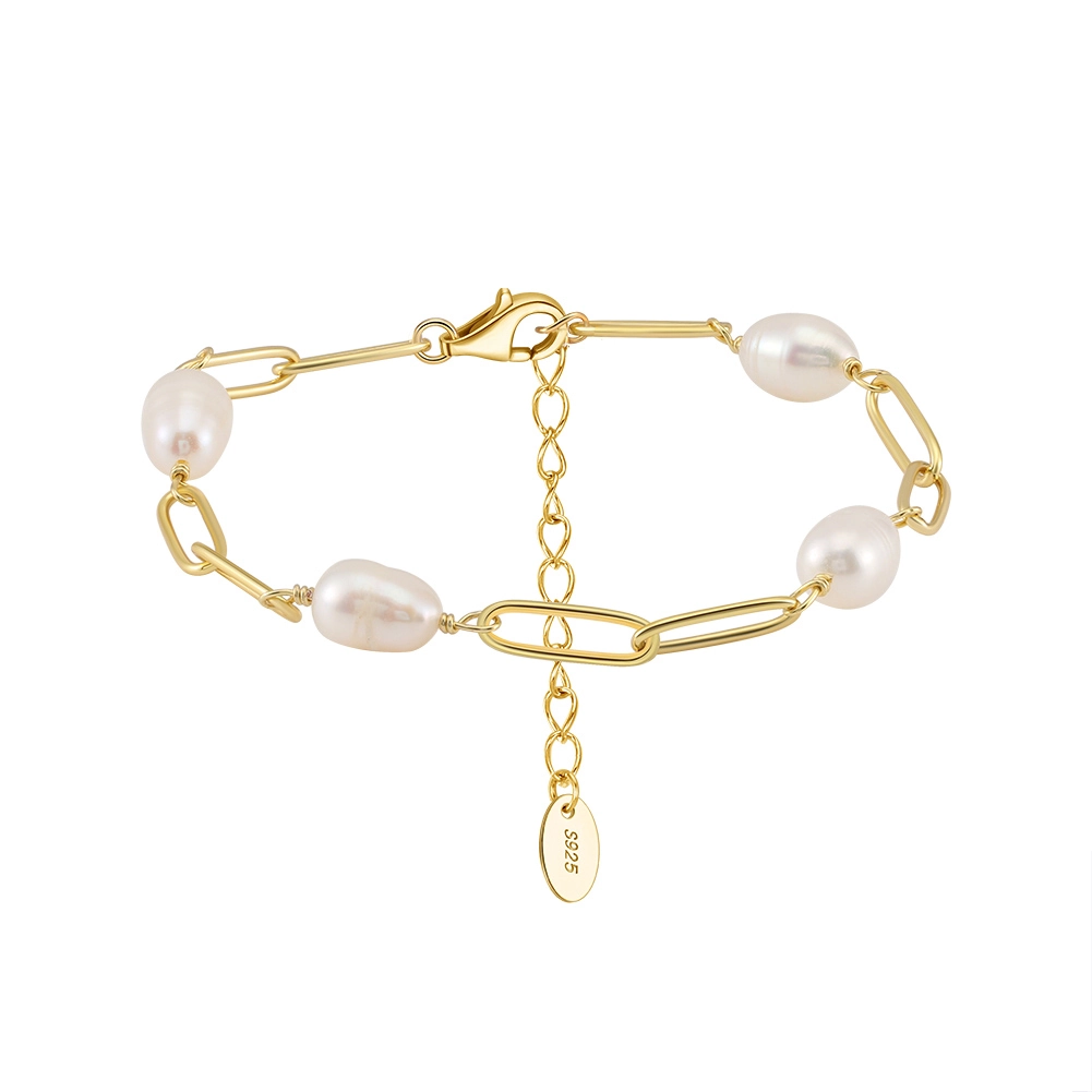 Brățară din Argint cu Perle Naturale de Cultură Baroque Links Pearl Gold [1]