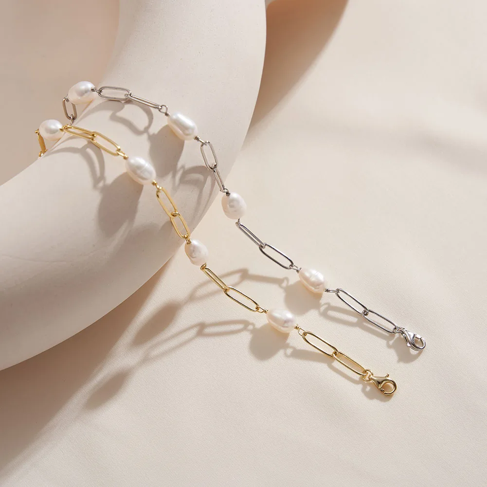 Brățară din Argint cu Perle Naturale de Cultură Baroque Links Pearl Silver [5]
