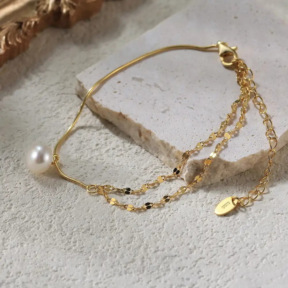 Brățară din Argint cu Perle Naturale de Cultură Dual Elegance Gold [2]