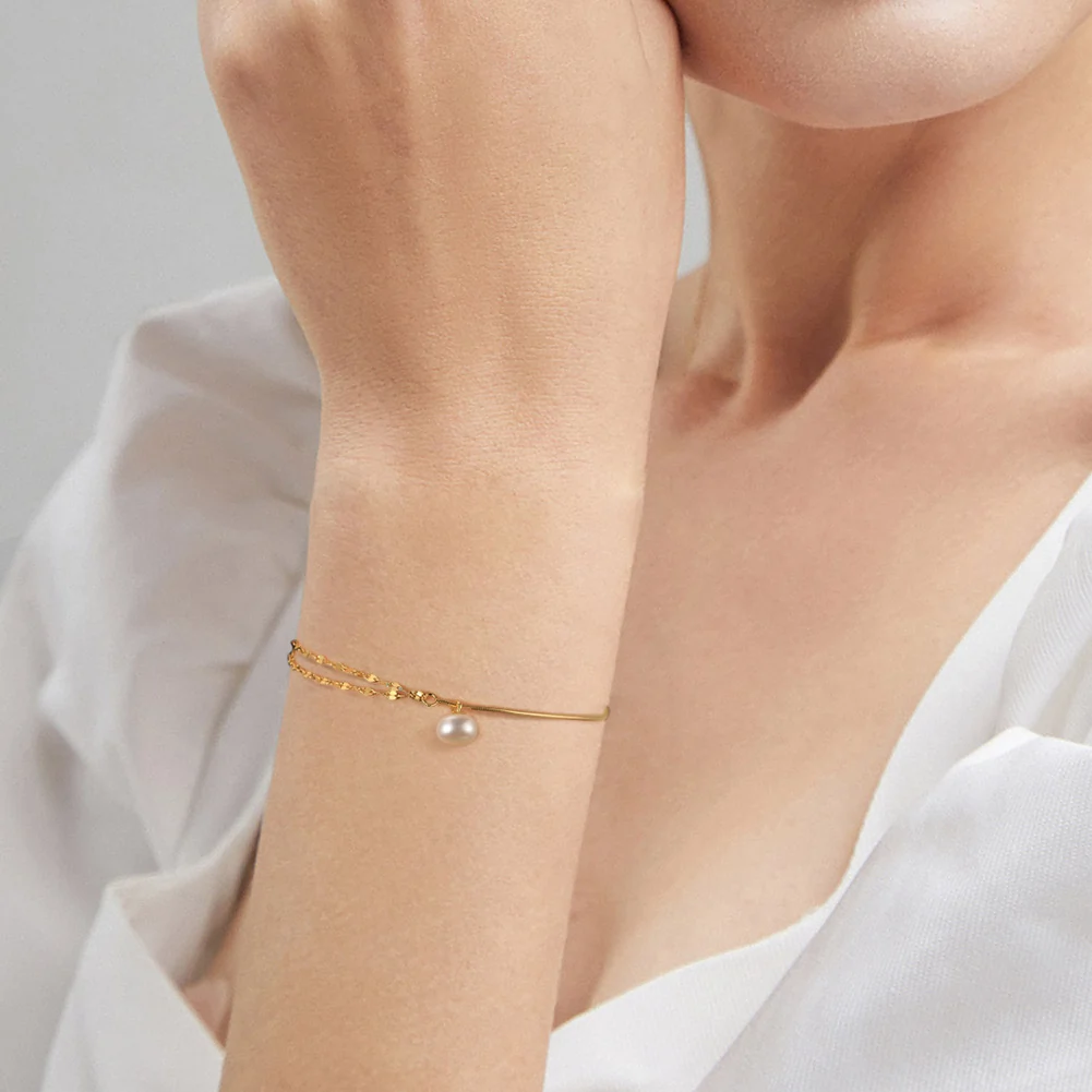 Brățară din Argint cu Perle Naturale de Cultură Dual Elegance Gold [4]