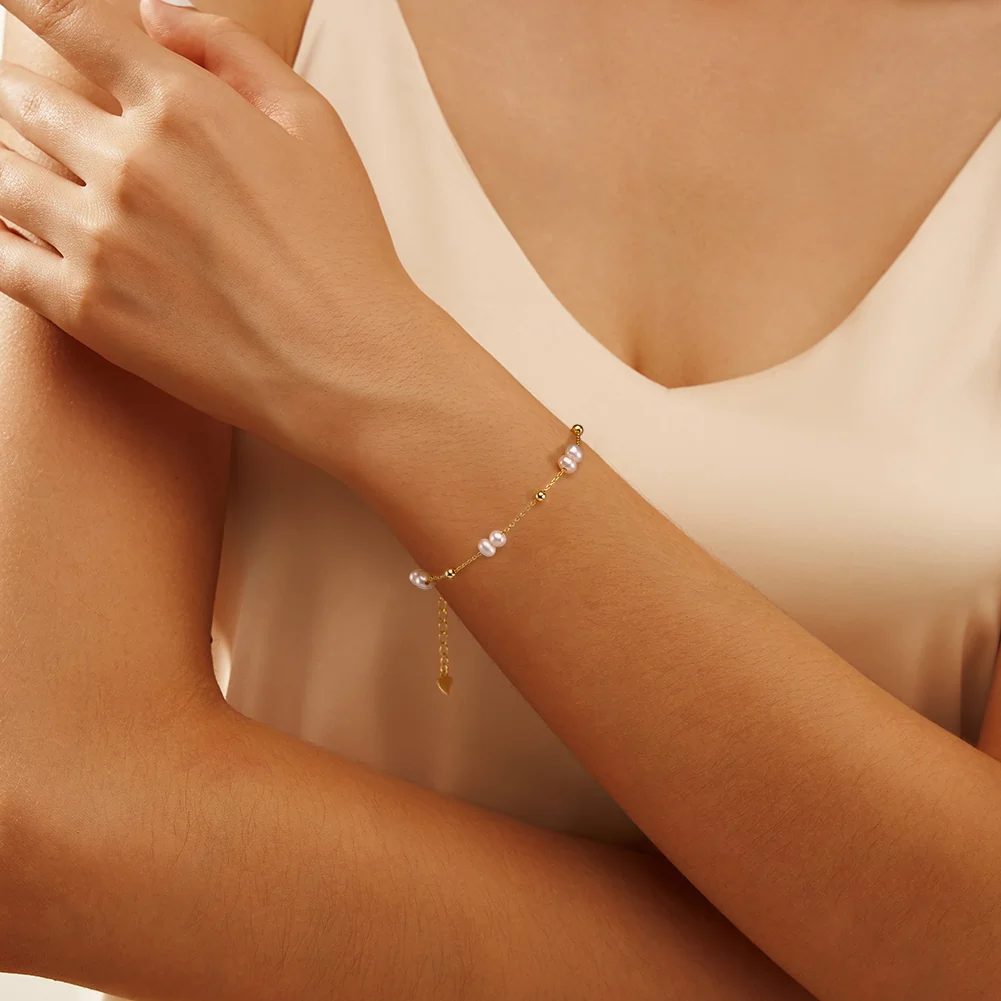 Brățară din Argint cu perle naturale de cultură Gold Pearl Chain [2]