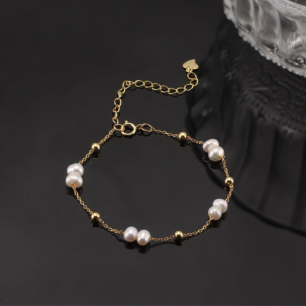 Brățară din Argint cu perle naturale de cultură Gold Pearl Chain [4]