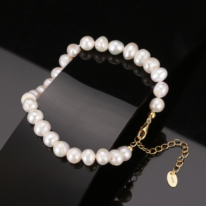 Brățară din argint cu perle naturale de cultură gold Raw Collection [4]