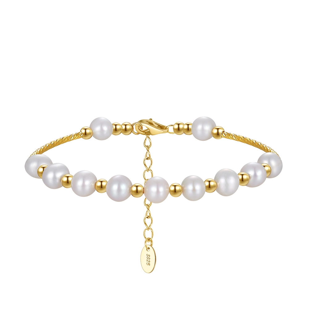 Brățară din Argint cu Perle Naturale de Cultură Golden Glow Pearl [1]